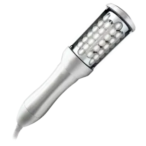 Facial handpiece that stimulates microcirculation and tissue oxygenation.
