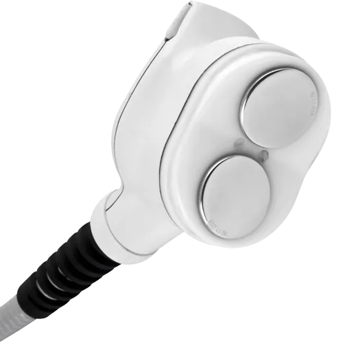 Handpiece with defocused ultrasonic emitters for fat cell destruction.